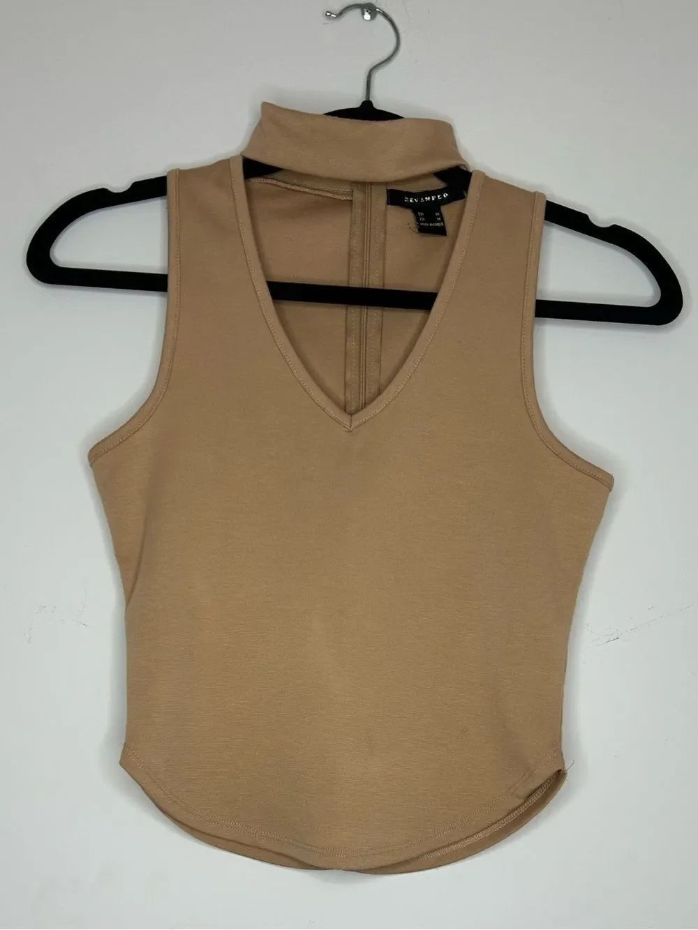 Revamped Tan Choker Keyhole Crop Top Size Medium